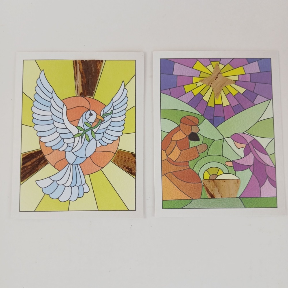 Pair Of 2 Handcrafted Banana Bark Christmas Cards Made In Haiti No Envelopes